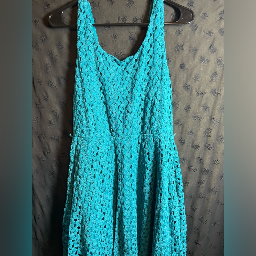 Turquoise knitted dress Lily Rose size large above knee